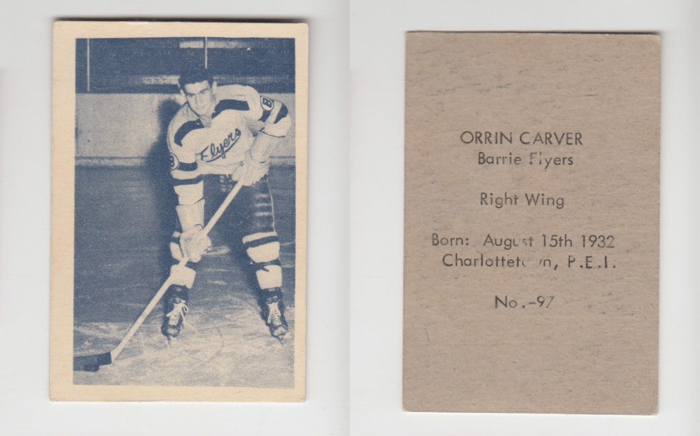 1952-53 OHL ANONYMOUS HOCKEY CARD #97 O. CARVER photo 1952-53 OHL ANONYMOUS HOCKEY CARD #97 O. CARVER photo