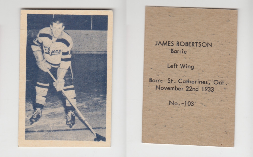 1952-53 OHL ANONYMOUS HOCKEY CARD #103 J. ROBERTSON photo 1952-53 OHL ANONYMOUS HOCKEY CARD #103 J. ROBERTSON photo