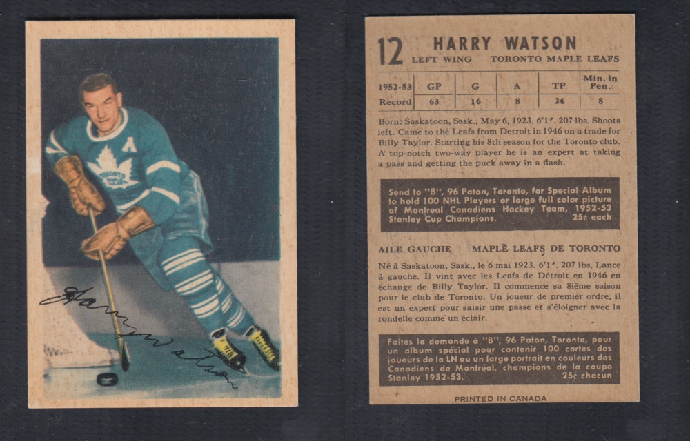 1953-54 PARKHURST HOCKEY CARD #12 H. WATSON photo