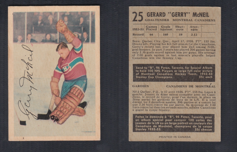1953-54 PARKHURST HOCKEY CARD #25 G. MCNEIL photo