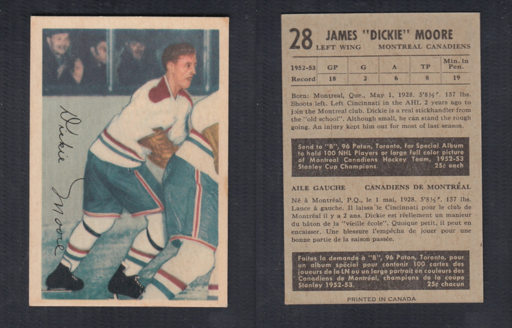 1953-54 PARKHURST HOCKEY CARD #28 J. MOORE photo