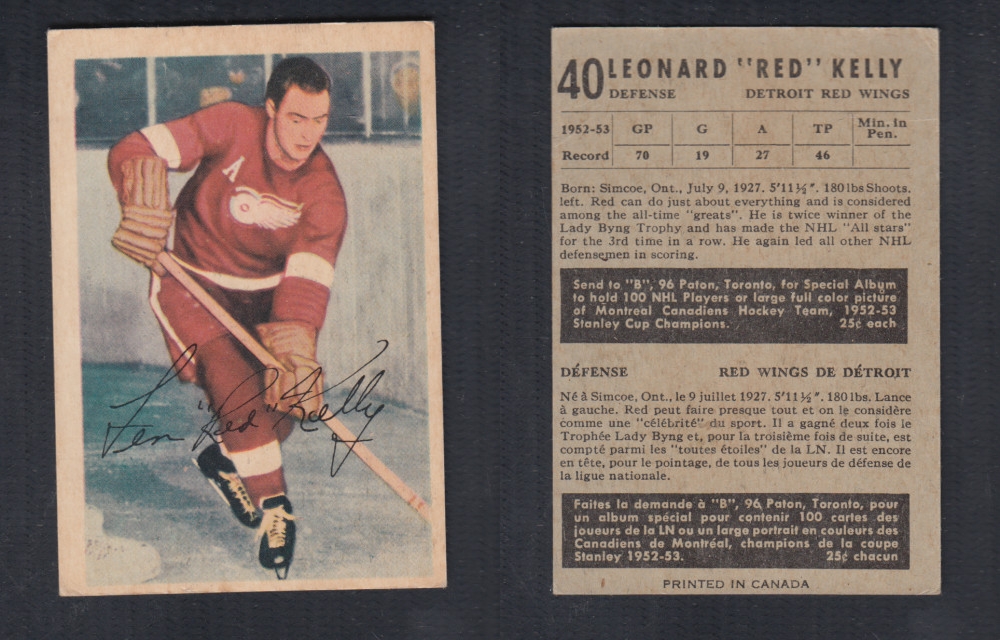 1953-54 PARKHURST HOCKEY CARD #40 L. KELLY photo 1953-54 PARKHURST HOCKEY CARD #40 L. KELLY photo