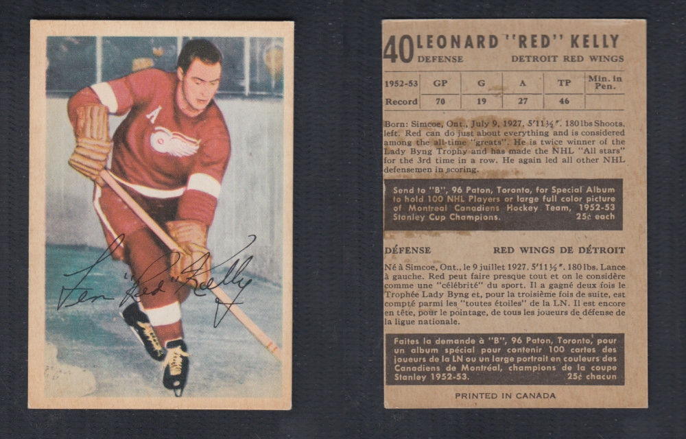 1953-54 PARKHURST HOCKEY CARD #40 L. KELLY photo 1953-54 PARKHURST HOCKEY CARD #40 L. KELLY photo