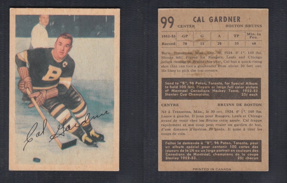 1953-54 PARKHURST HOCKEY CARD #99 C. GARDNER photo 1953-54 PARKHURST HOCKEY CARD #99 C. GARDNER photo