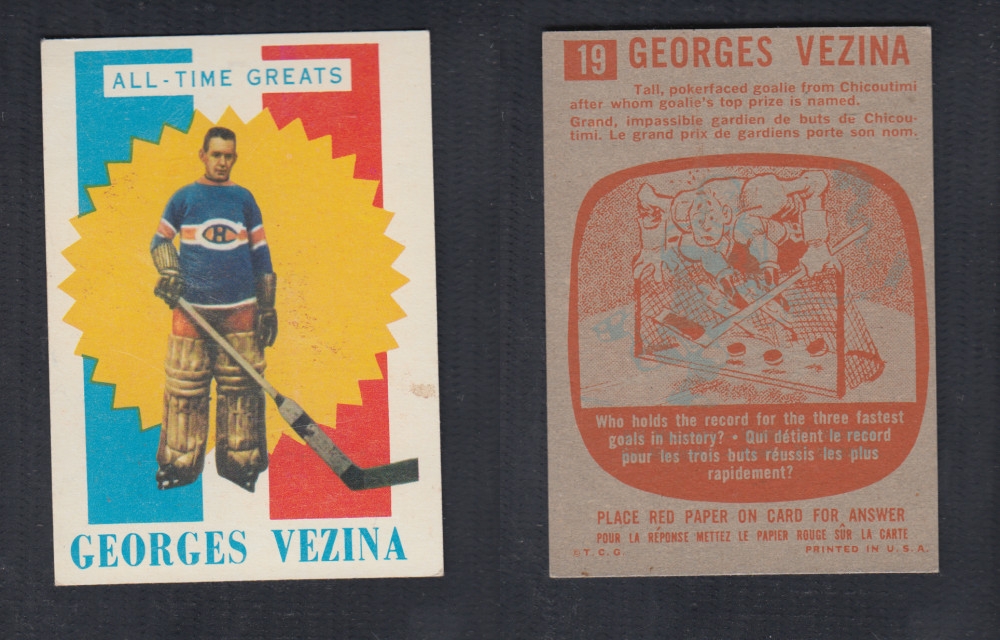 1960-61 TOPPS HOCKEY CARD #19 G. VEZINA photo