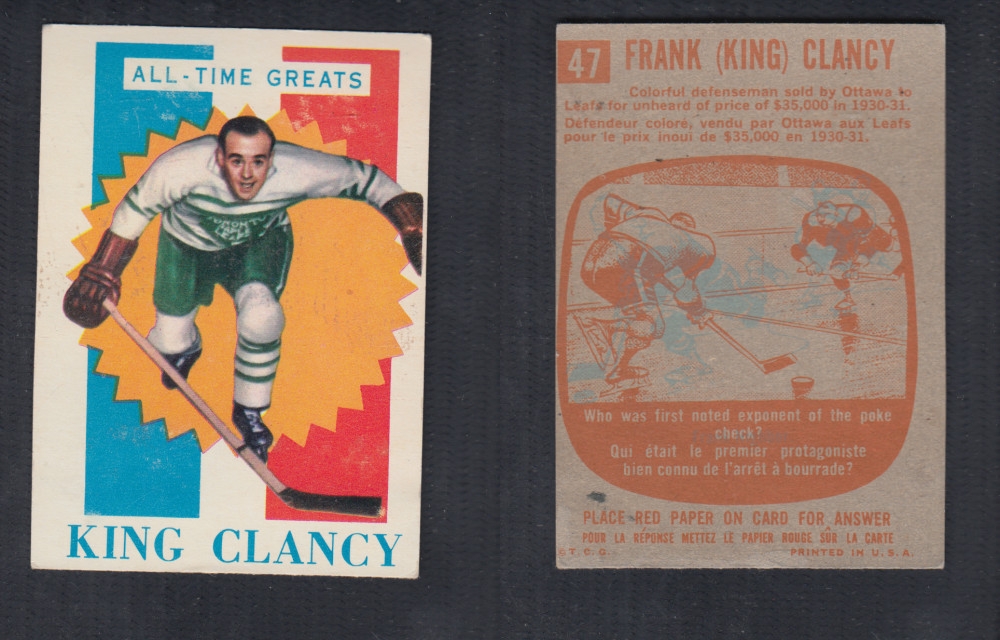 1960-61 TOPPS HOCKEY CARD #47 F. CLANCY photo 1960-61 TOPPS HOCKEY CARD #47 F. CLANCY photo