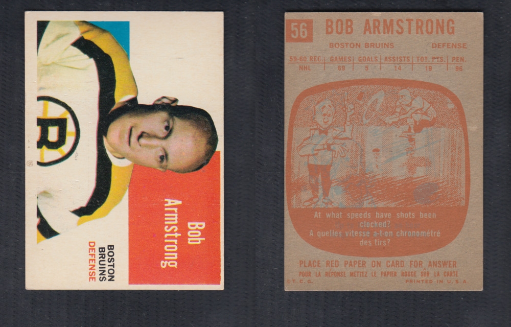 1960-61 TOPPS HOCKEY CARD #56 B. ARMSTRONG photo
