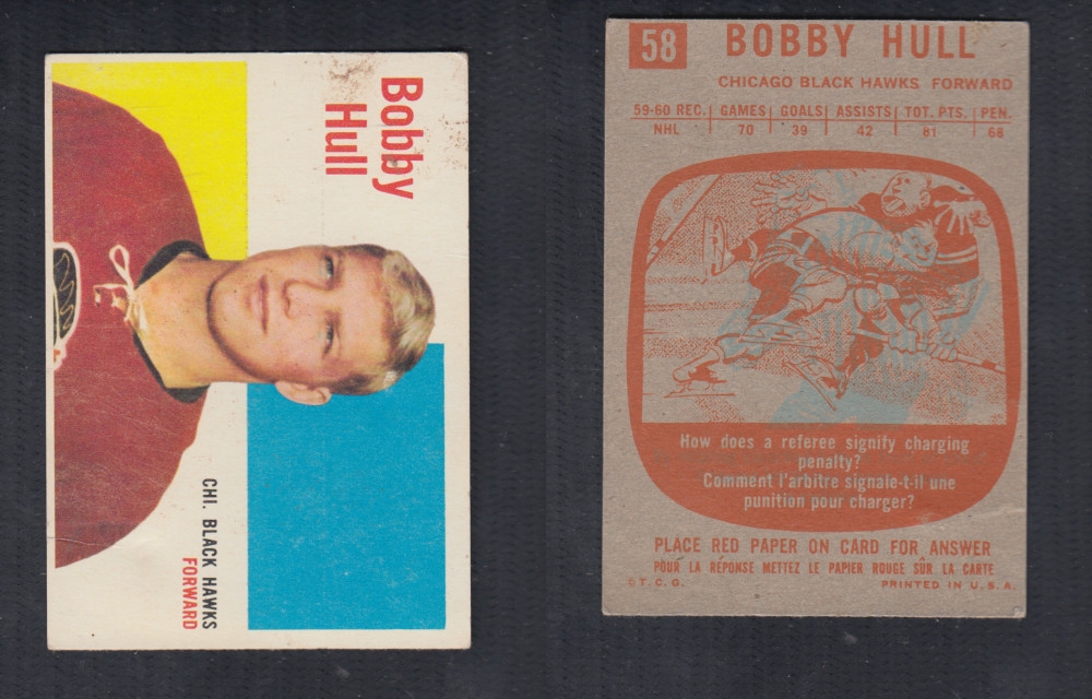 1960-61 TOPPS HOCKEY CARD #58 B. HULL photo 1960-61 TOPPS HOCKEY CARD #58 B. HULL photo
