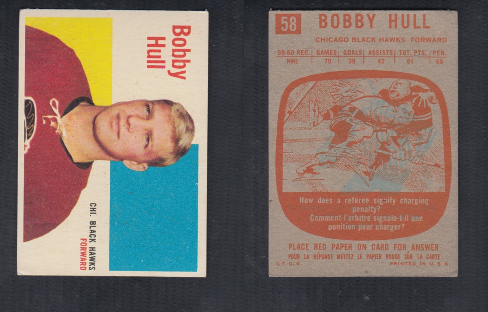 1960-61 TOPPS HOCKEY CARD #58 B. HULL photo 1960-61 TOPPS HOCKEY CARD #58 B. HULL photo