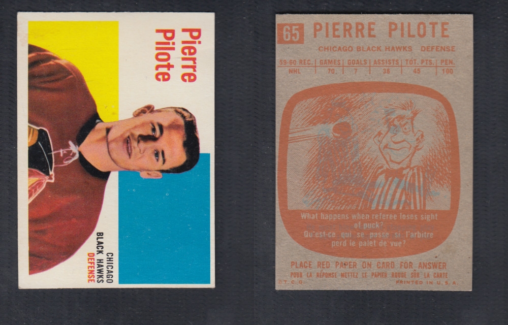 1960-61 TOPPS HOCKEY CARD #65 P. PILOTE photo 1960-61 TOPPS HOCKEY CARD #65 P. PILOTE photo