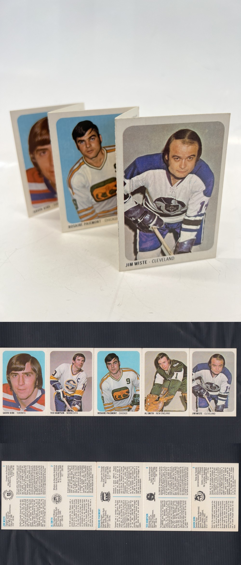 1973-74 WHA QUAKER OATS HOCKEY CARD PANEL 1-5 photo
