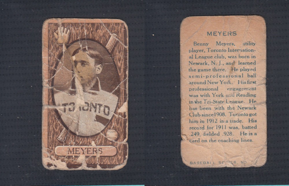 1912 IMPERIAL TOBACCO BASEBALL CARD #29 MEYERS photo