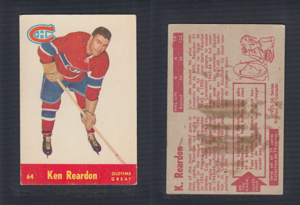1955-56 PARKHURST HOCKEY CARD #64 K. REARDON photo