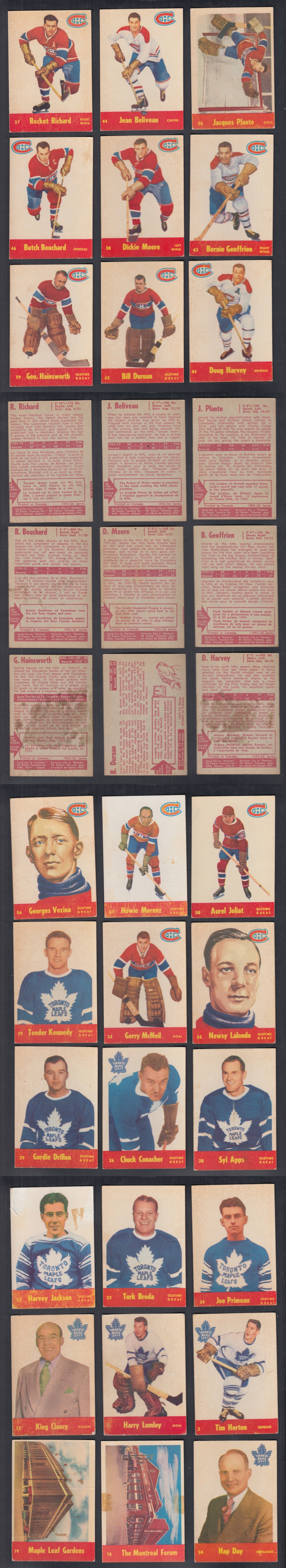 1955-56 PARKHURST HOCKEY CARD NEAR SET 78/79 photo