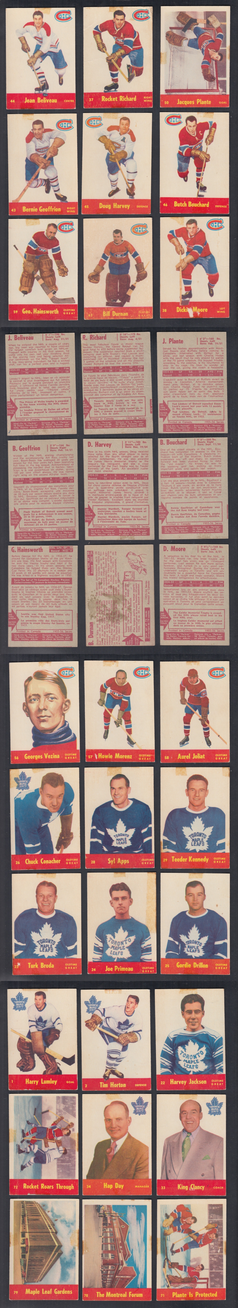 1955-56 PARKHURST HOCKEY CARD FULL SET 79/79 photo