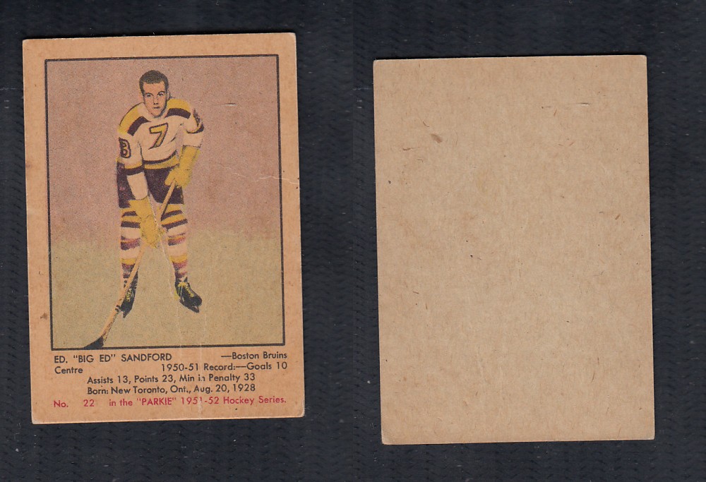 1951-52 PARKHURST HOCKEY CARD #22 E. SANDFORD photo 1951-52 PARKHURST HOCKEY CARD #22 E. SANDFORD photo