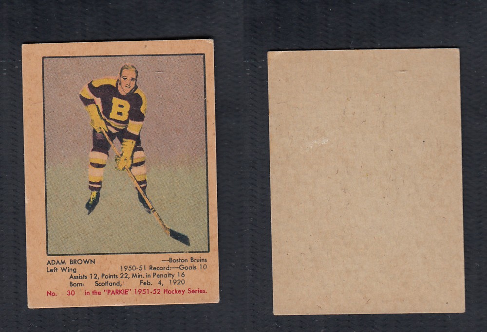 1951-52 PARKHURST HOCKEY CARD #30 A. BROWN photo 1951-52 PARKHURST HOCKEY CARD #30 A. BROWN photo