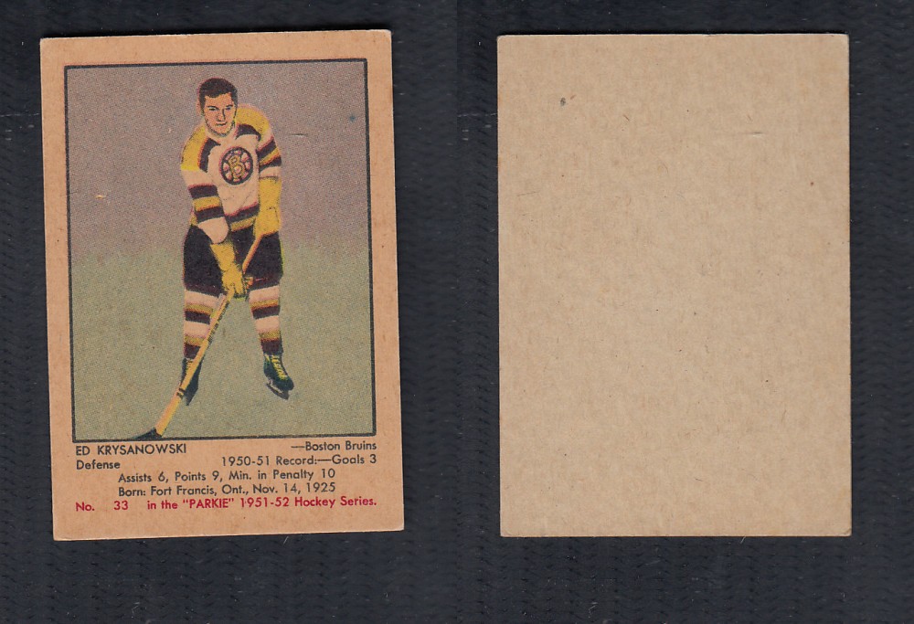 1951-52 PARKHURST HOCKEY CARD #33 E. KRYSANOWSKI photo 1951-52 PARKHURST HOCKEY CARD #33 E. KRYSANOWSKI photo