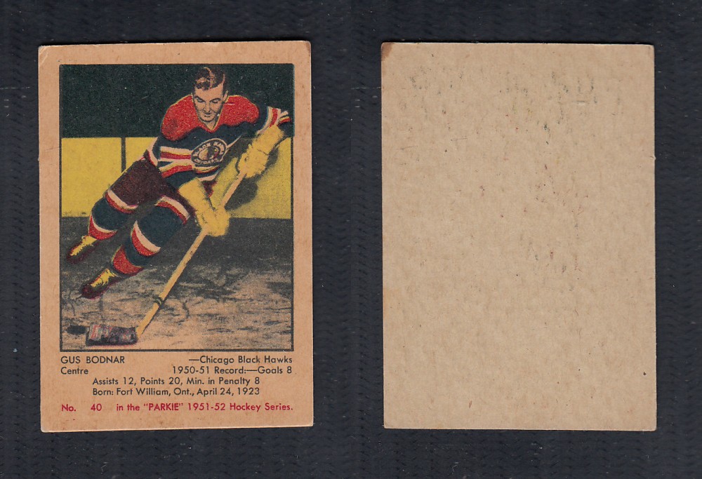 1951-52 PARKHURST HOCKEY CARD #40 G. BODNAR photo 1951-52 PARKHURST HOCKEY CARD #40 G. BODNAR photo