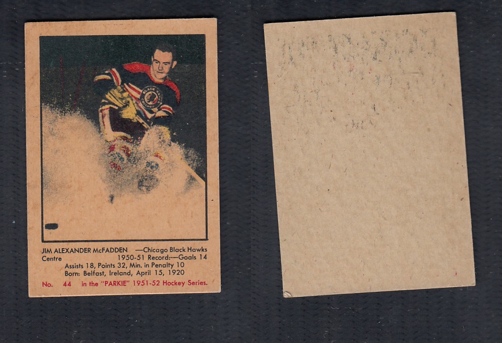 1951-52 PARKHURST HOCKEY CARD #44 J.A. MCFADDEN photo 1951-52 PARKHURST HOCKEY CARD #44 J.A. MCFADDEN photo