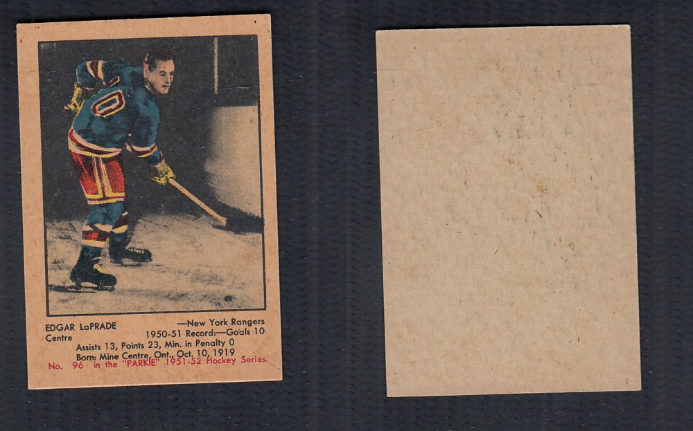 1951-52 PARKHURST HOCKEY CARD #96 E. LAPRADE photo 1951-52 PARKHURST HOCKEY CARD #96 E. LAPRADE photo