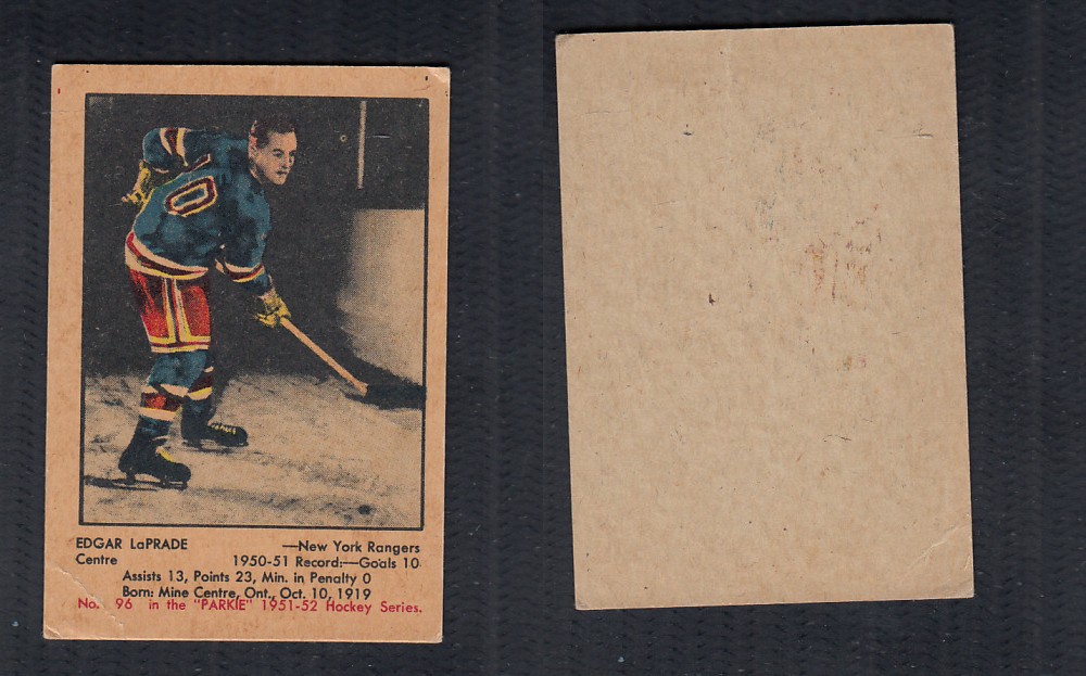 1951-52 PARKHURST HOCKEY CARD #96 E. LAPRADE photo 1951-52 PARKHURST HOCKEY CARD #96 E. LAPRADE photo