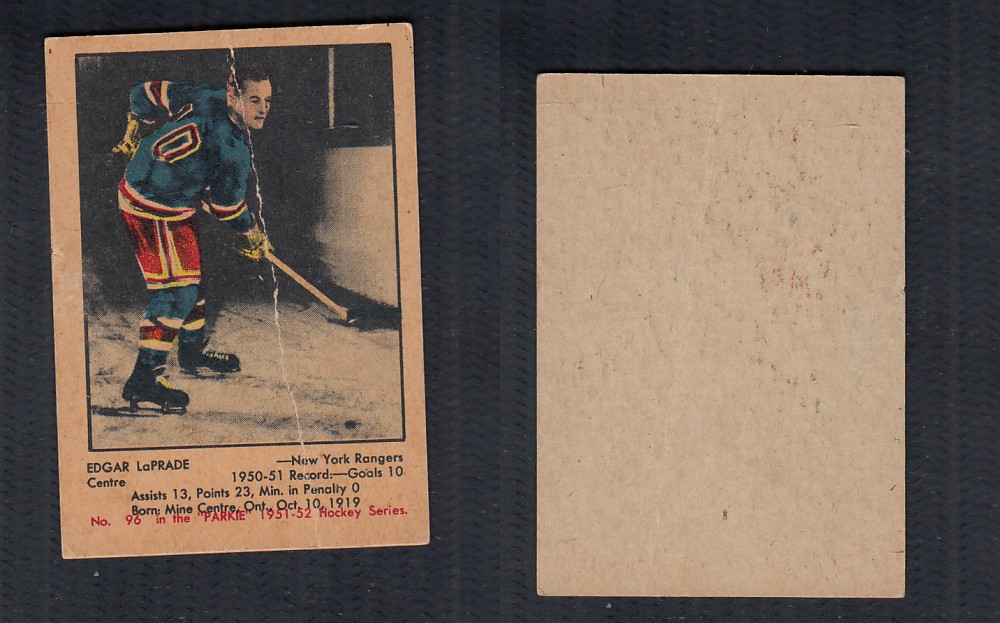 1951-52 PARKHURST HOCKEY CARD #96 E. LAPRADE photo 1951-52 PARKHURST HOCKEY CARD #96 E. LAPRADE photo