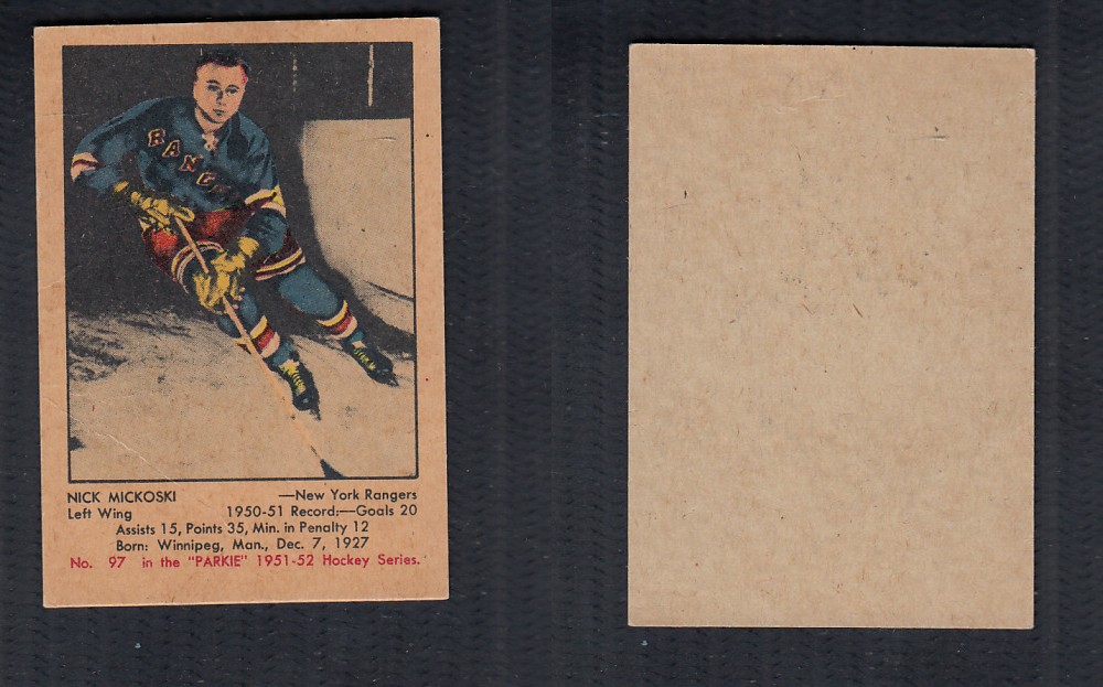 1951-52 PARKHURST HOCKEY CARD #97 N. MICKOSKI photo 1951-52 PARKHURST HOCKEY CARD #97 N. MICKOSKI photo