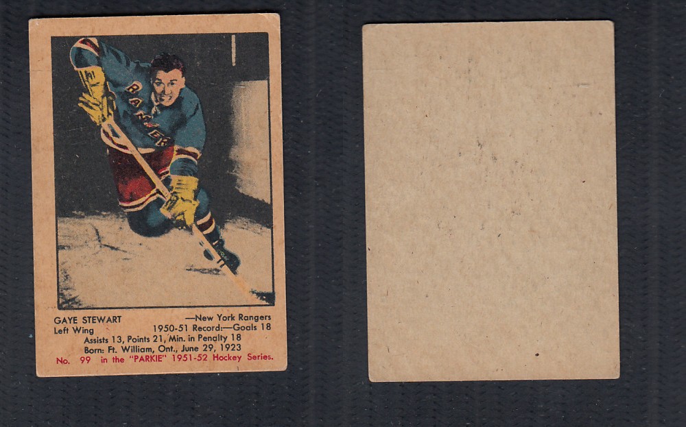 1951-52 PARKHURST HOCKEY CARD #99 G. STEWART photo 1951-52 PARKHURST HOCKEY CARD #99 G. STEWART photo