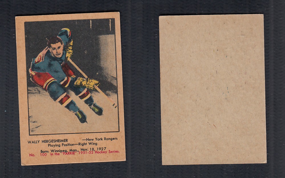 1951-52 PARKHURST HOCKEY CARD #100 W. HERGESHEIMER photo