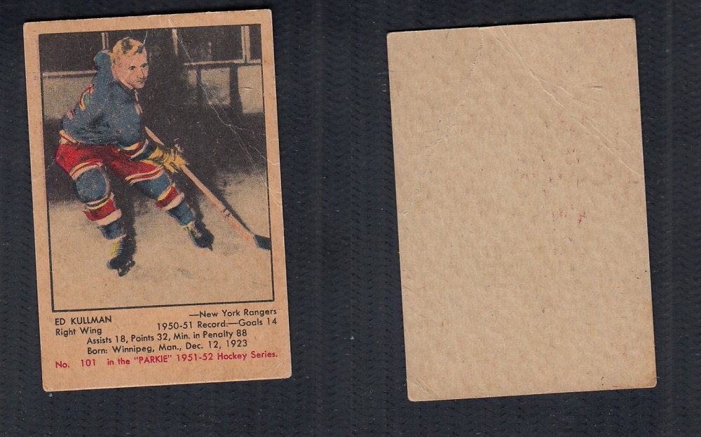 1951-52 PARKHURST HOCKEY CARD #101 E. KULLMAN photo 1951-52 PARKHURST HOCKEY CARD #101 E. KULLMAN photo