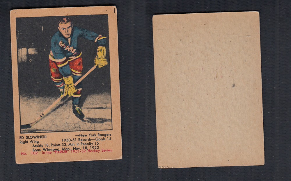 1951-52 PARKHURST HOCKEY CARD #102 E. SLOWINSKI photo