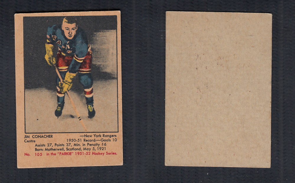 1951-52 PARKHURST HOCKEY CARD #105 J. CONACHER photo 1951-52 PARKHURST HOCKEY CARD #105 J. CONACHER photo