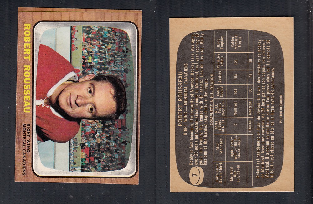 1966-67 TOPPS HOCKEY CARD #7 R. ROUSSEAU photo 1966-67 TOPPS HOCKEY CARD #7 R. ROUSSEAU photo