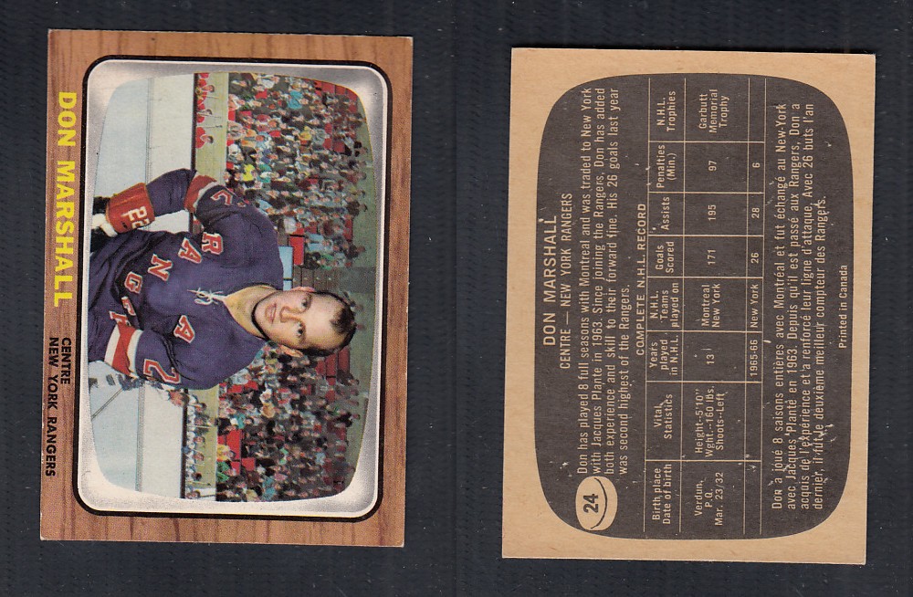 1966-67 TOPPS HOCKEY CARD #24 D. MARSHALL photo 1966-67 TOPPS HOCKEY CARD #24 D. MARSHALL photo