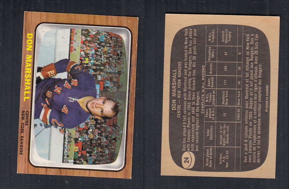 1966-67 TOPPS HOCKEY CARD #24 D. MARSHALL photo 1966-67 TOPPS HOCKEY CARD #24 D. MARSHALL photo