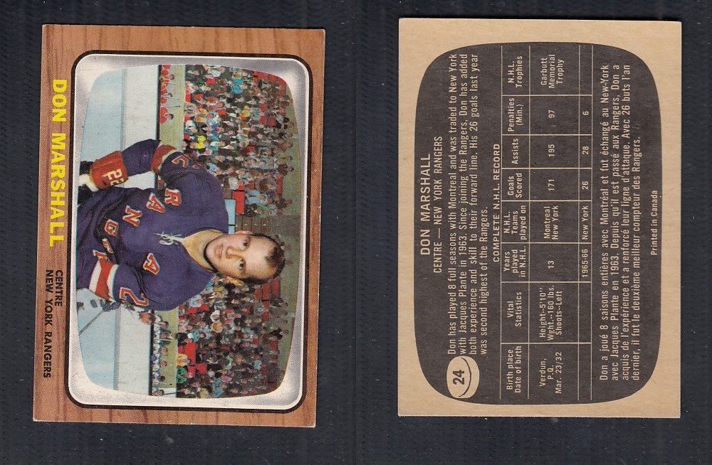 1966-67 TOPPS HOCKEY CARD #24 D. MARSHALL photo 1966-67 TOPPS HOCKEY CARD #24 D. MARSHALL photo
