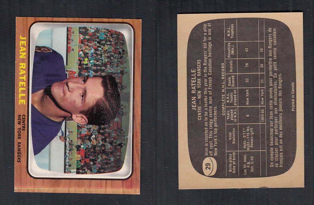 1966-67 TOPPS HOCKEY CARD #29 J. RATELLE photo 1966-67 TOPPS HOCKEY CARD #29 J. RATELLE photo