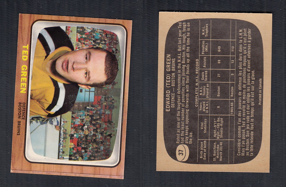 1966-67 TOPPS HOCKEY CARD #37 T. GREEN photo 1966-67 TOPPS HOCKEY CARD #37 T. GREEN photo