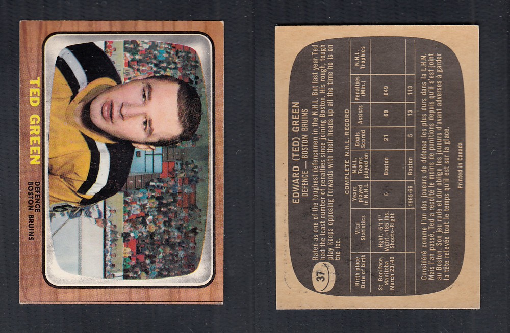 1966-67 TOPPS HOCKEY CARD #37 T. GREEN photo 1966-67 TOPPS HOCKEY CARD #37 T. GREEN photo