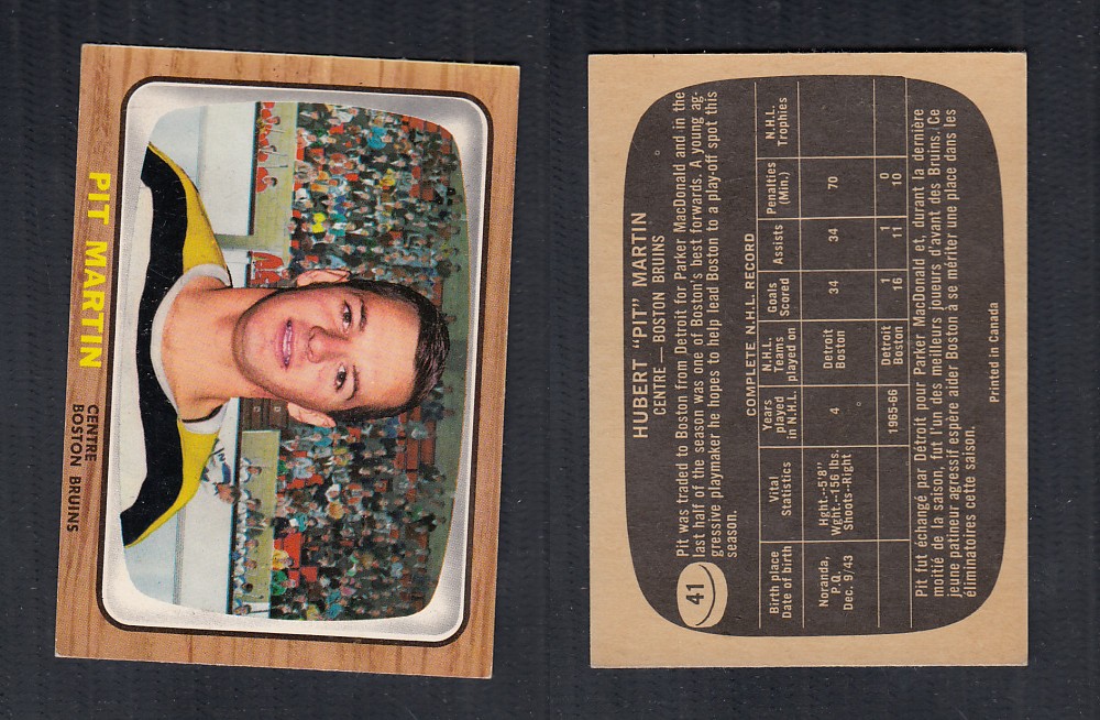 1966-67 TOPPS HOCKEY CARD #41 P. MARTIN photo 1966-67 TOPPS HOCKEY CARD #41 P. MARTIN photo