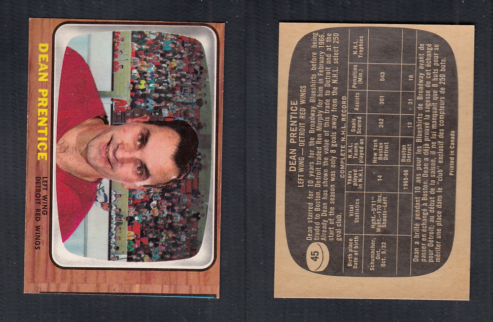 1966-67 TOPPS HOCKEY CARD #45 D. PRENTICE photo 1966-67 TOPPS HOCKEY CARD #45 D. PRENTICE photo