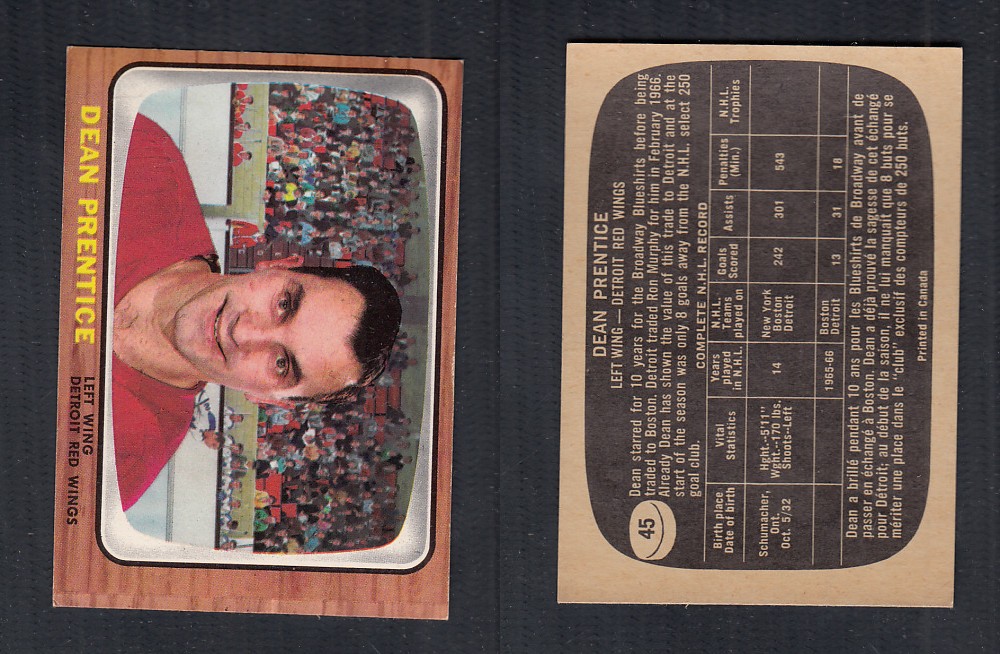 1966-67 TOPPS HOCKEY CARD #45 D. PRENTICE photo 1966-67 TOPPS HOCKEY CARD #45 D. PRENTICE photo