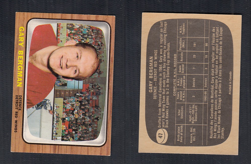 1966-67 TOPPS HOCKEY CARD #47 G. BERGMAN photo 1966-67 TOPPS HOCKEY CARD #47 G. BERGMAN photo