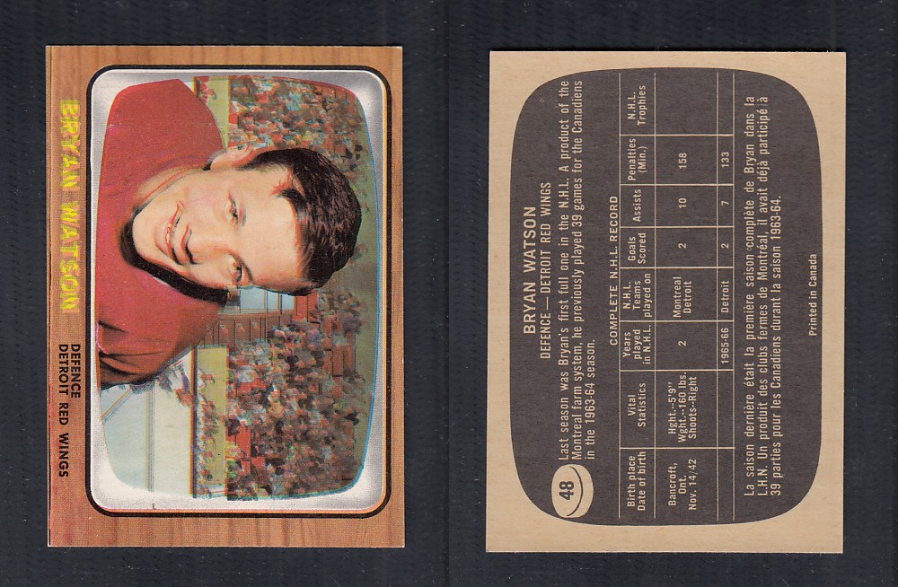 1966-67 TOPPS HOCKEY CARD #48 B. WATSON photo 1966-67 TOPPS HOCKEY CARD #48 B. WATSON photo