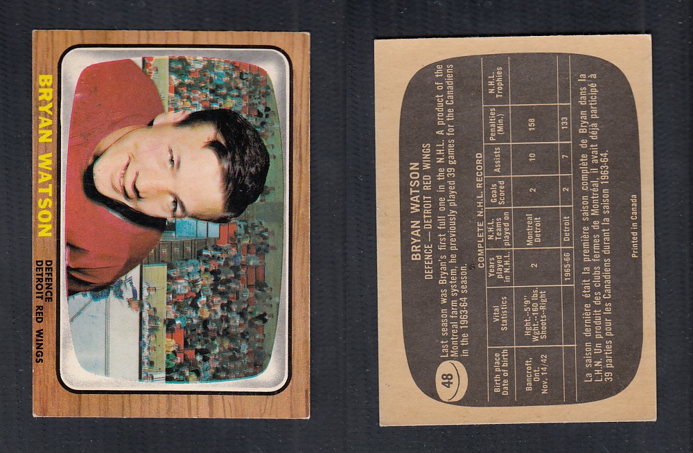 1966-67 TOPPS HOCKEY CARD #48 B. WATSON photo 1966-67 TOPPS HOCKEY CARD #48 B. WATSON photo