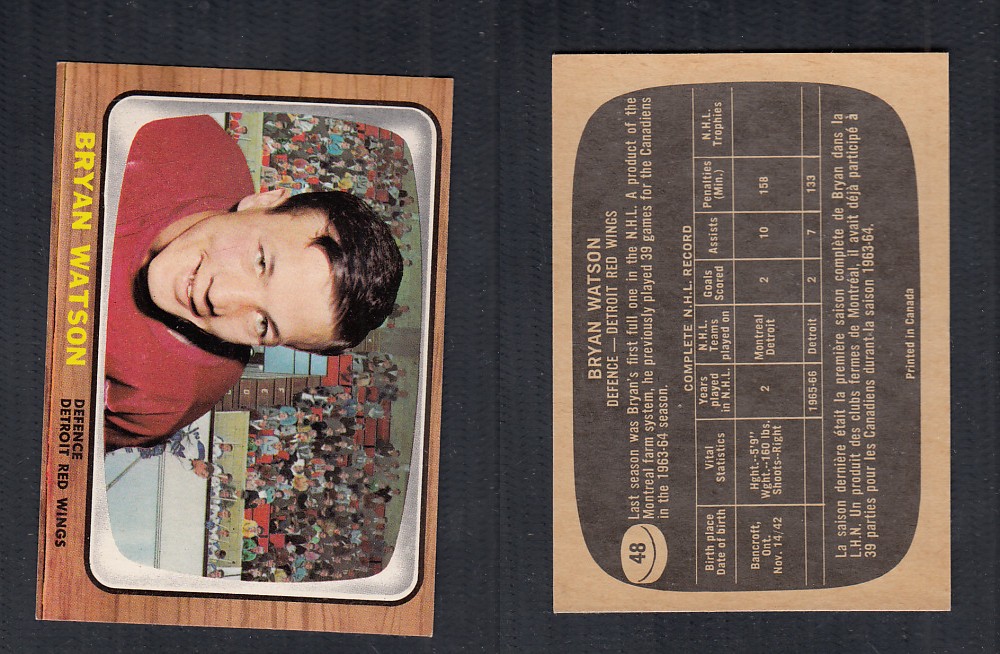 1966-67 TOPPS HOCKEY CARD #48 B. WATSON photo 1966-67 TOPPS HOCKEY CARD #48 B. WATSON photo