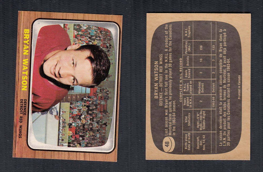 1966-67 TOPPS HOCKEY CARD #48 B. WATSON photo 1966-67 TOPPS HOCKEY CARD #48 B. WATSON photo