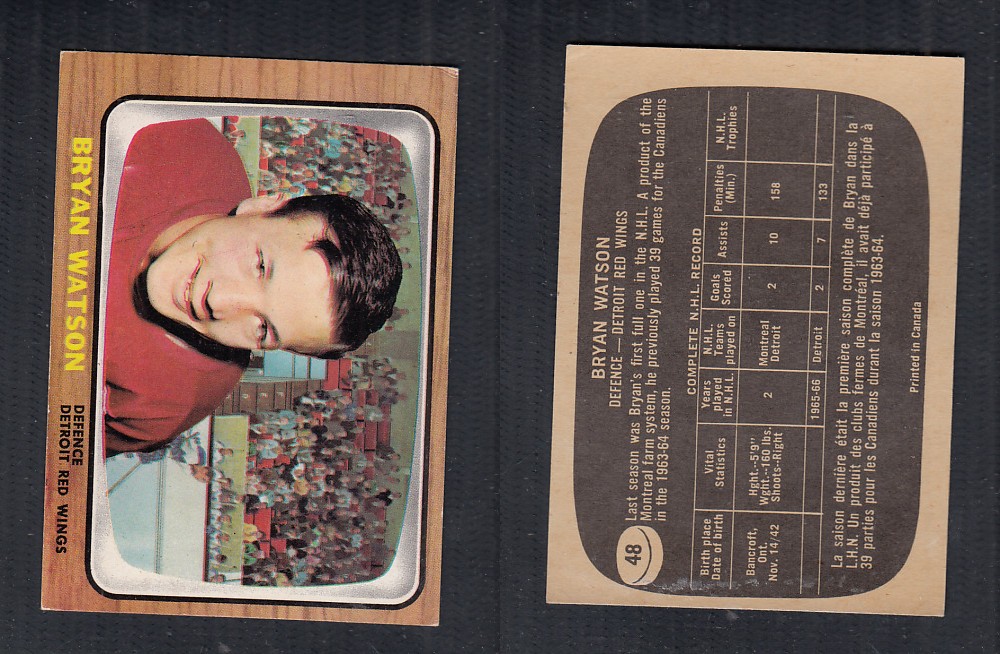 1966-67 TOPPS HOCKEY CARD #48 B. WATSON photo 1966-67 TOPPS HOCKEY CARD #48 B. WATSON photo