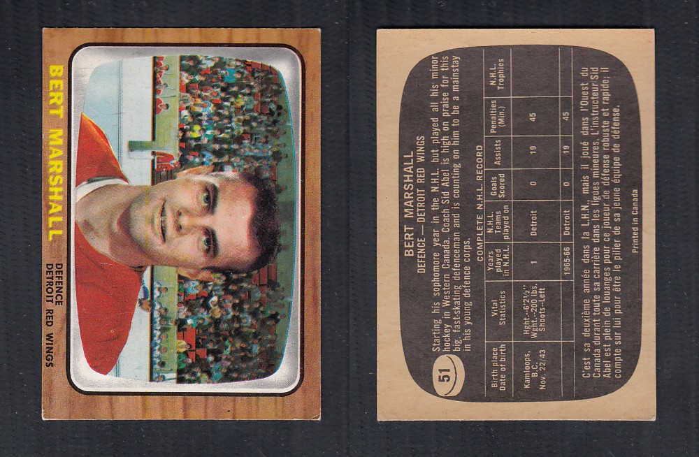 1966-67 TOPPS HOCKEY CARD #51 B. MARSHALL photo 1966-67 TOPPS HOCKEY CARD #51 B. MARSHALL photo